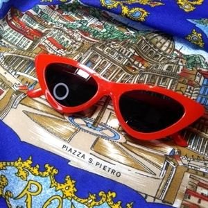 💜 Sunglasses Cat Eye Red Retro Frame Women Accessories Sunglasses